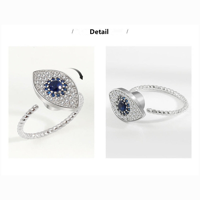 Bague réglable en argent sterling 925 pour la protection contre le mauvais œil
