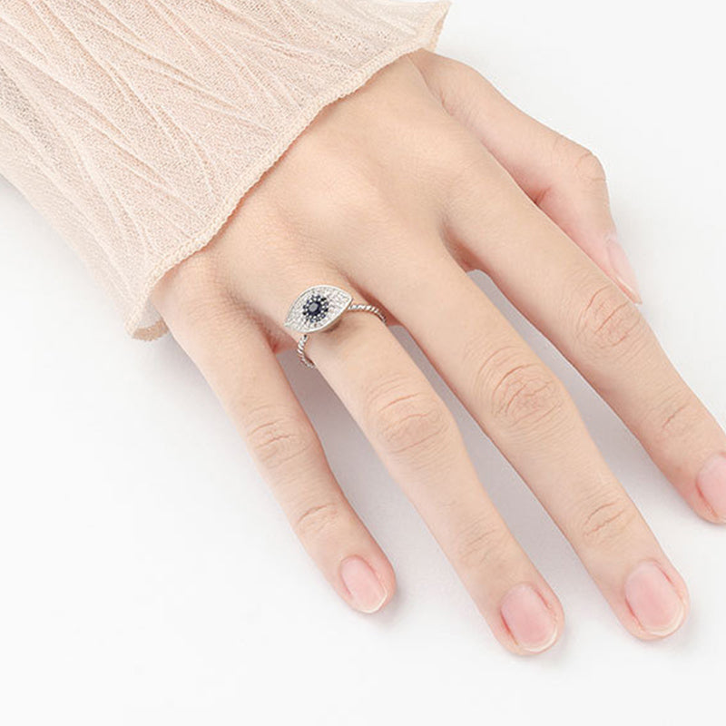 Bague réglable en argent sterling 925 pour la protection contre le mauvais œil