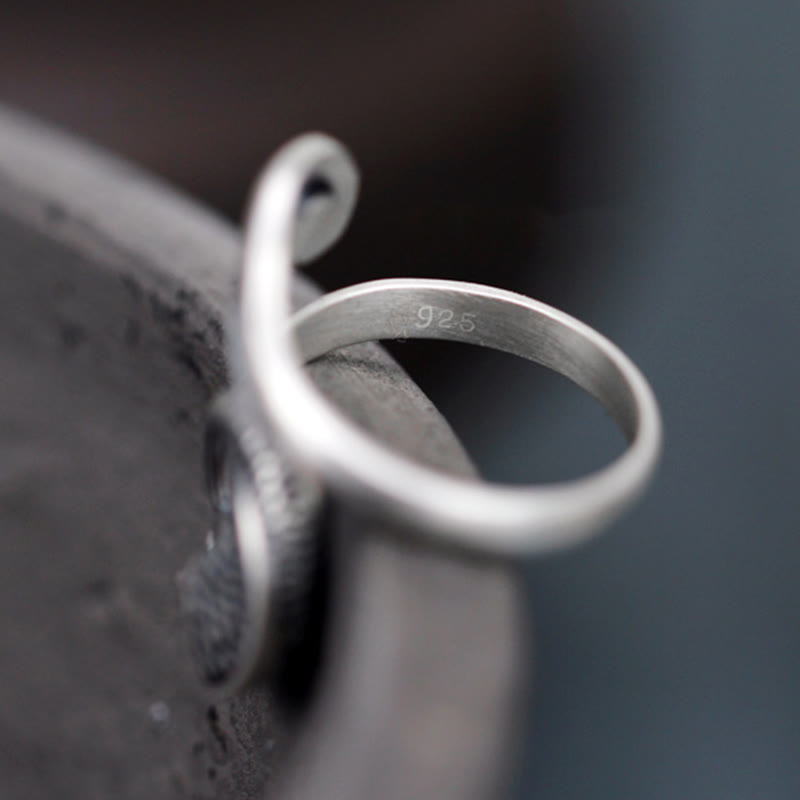 Bague réglable en argent sterling 925 avec motif de poisson koï et porte-bonheur