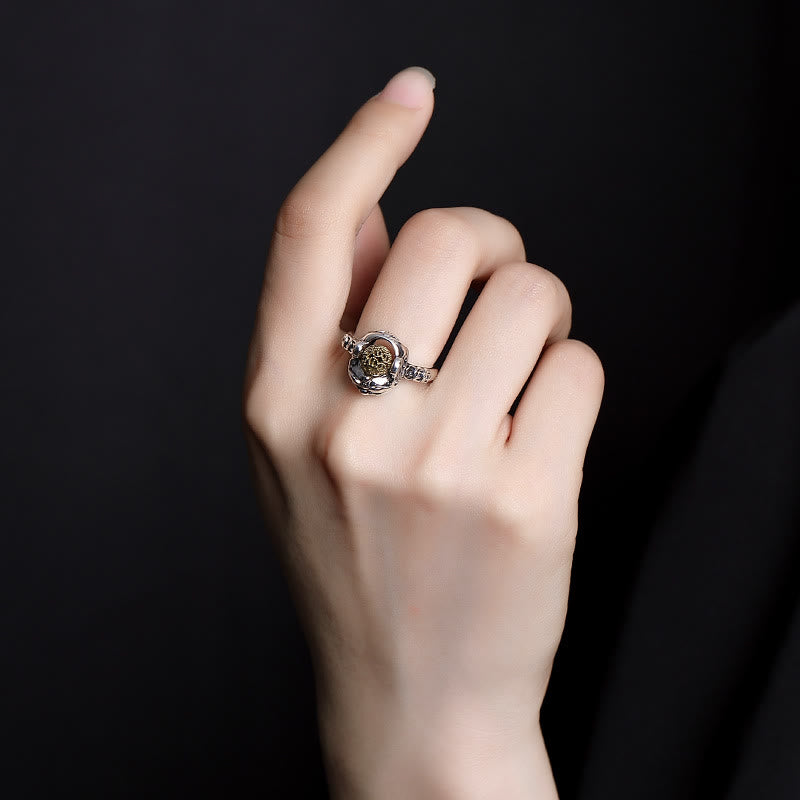 Bague de richesse réglable en argent sterling 925 avec pièce de cuivre PiXiu