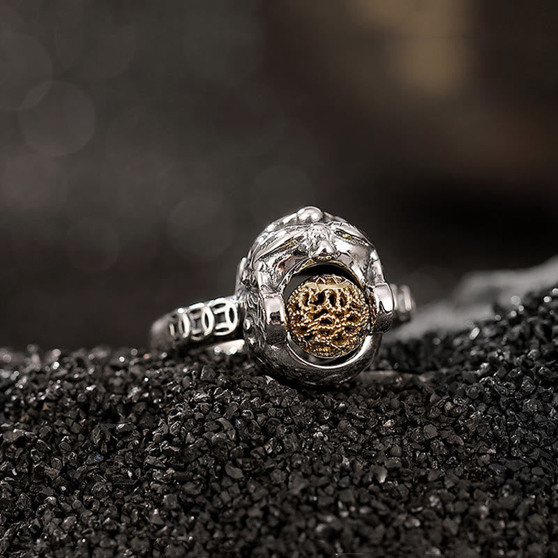 Bague de richesse réglable en argent sterling 925 avec pièce de cuivre PiXiu