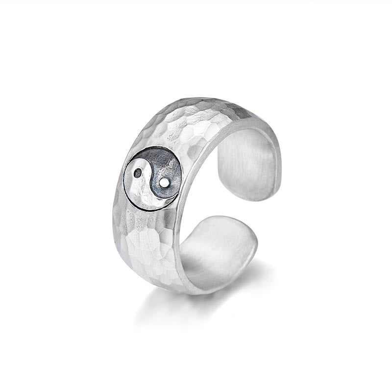 Bague d'harmonie Yin Yang Bagua réglable en argent 999