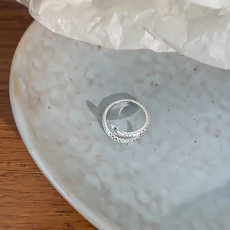 Bague serpent réglable en argent sterling 999