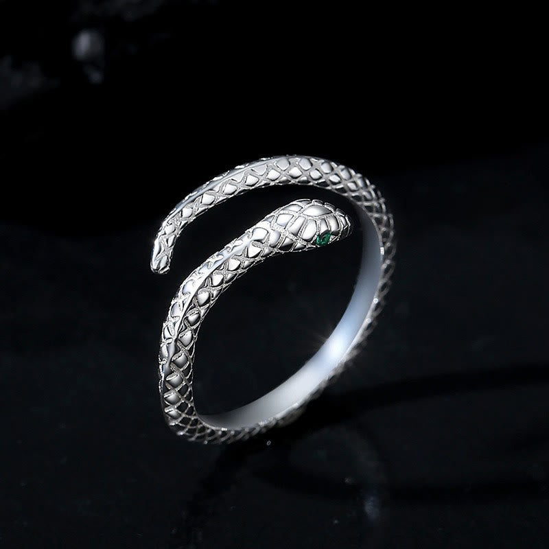 Bague serpent réglable en argent sterling 999