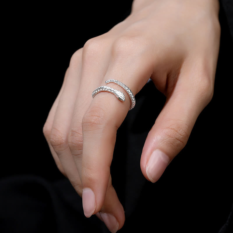 Bague serpent réglable en argent sterling 999