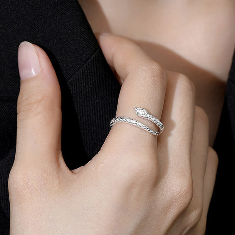 Bague serpent réglable en argent sterling 999