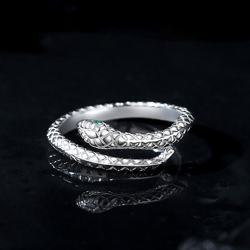 Bague serpent réglable en argent sterling 999