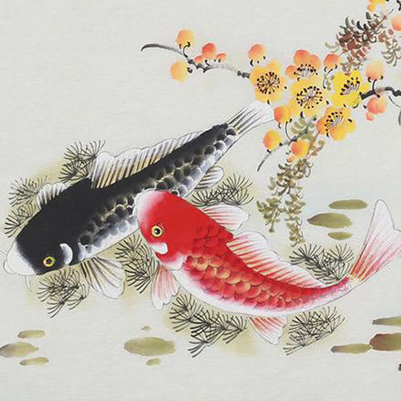 Bracelet réglable en cuivre avec poisson koï, porte-bonheur et prospérité