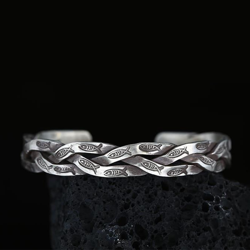 Bracelet réglable en cuivre avec poisson koï, porte-bonheur et prospérité