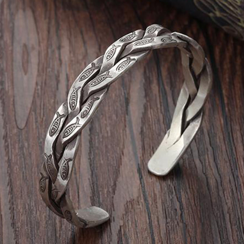 Bracelet réglable en cuivre avec poisson koï, porte-bonheur et prospérité