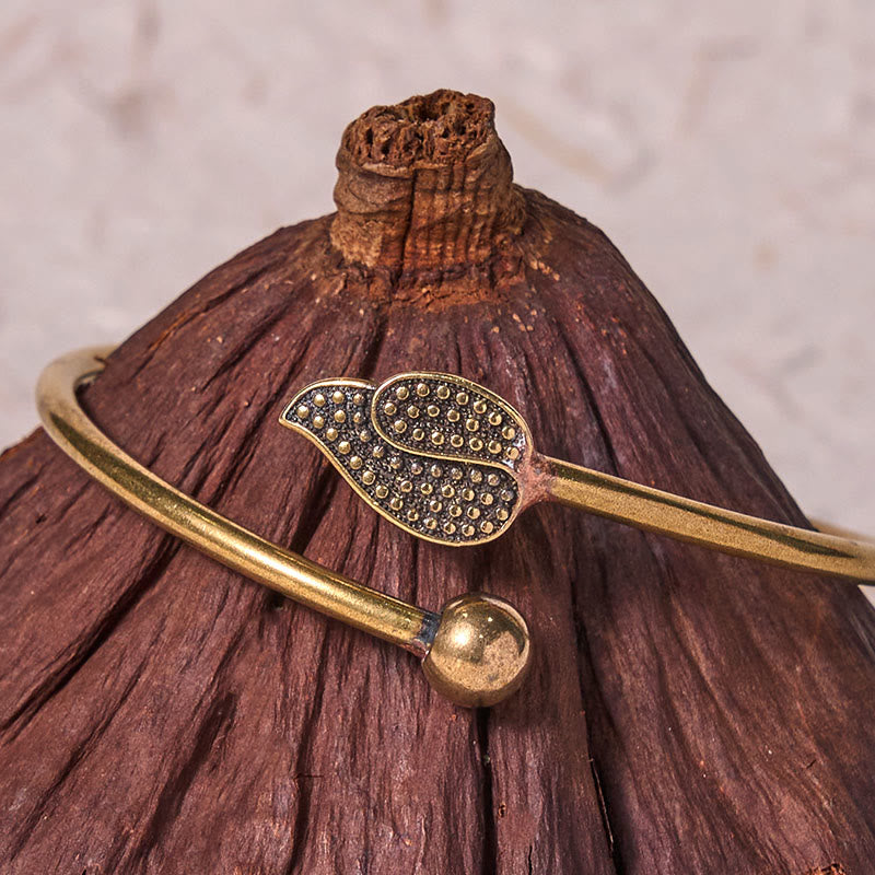 Bracelet manchette réglable en perles de feuille de cuivre pour la chance et la richesse