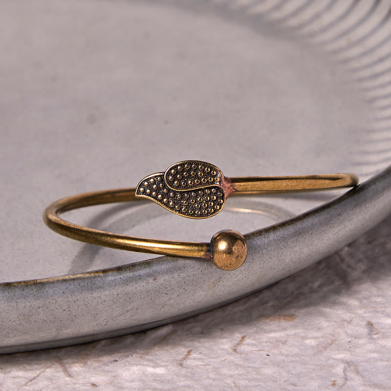 Bracelet manchette réglable en perles de feuille de cuivre pour la chance et la richesse