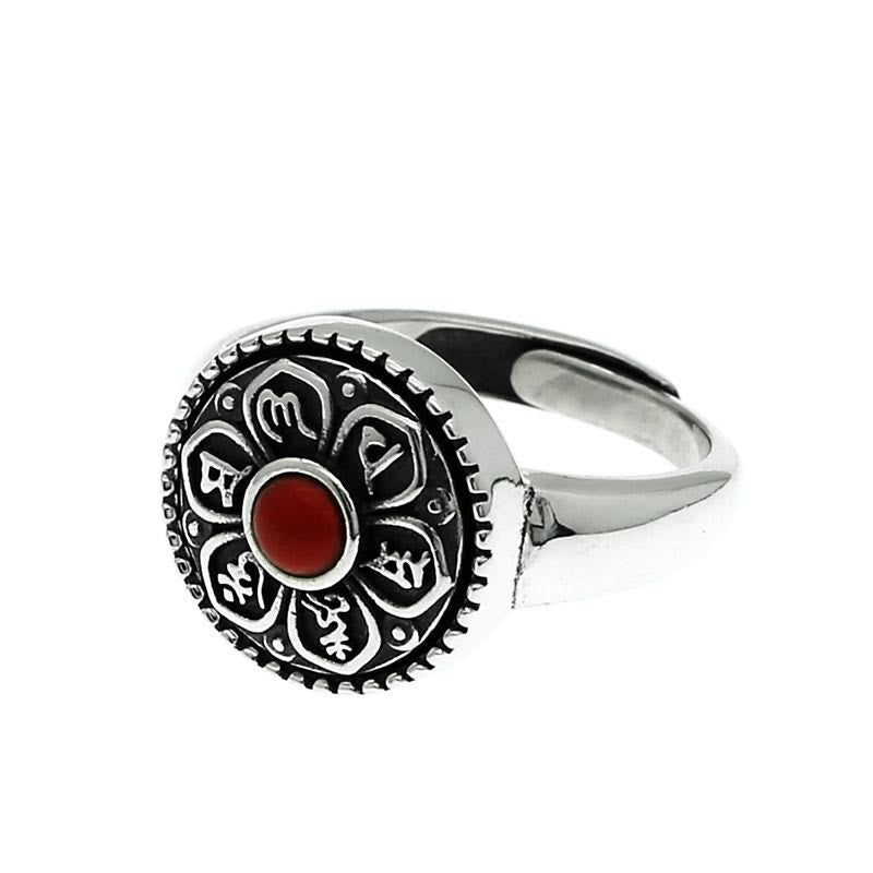 Bague réglable en cuivre Om Mani Padme Hum Paix spirituelle