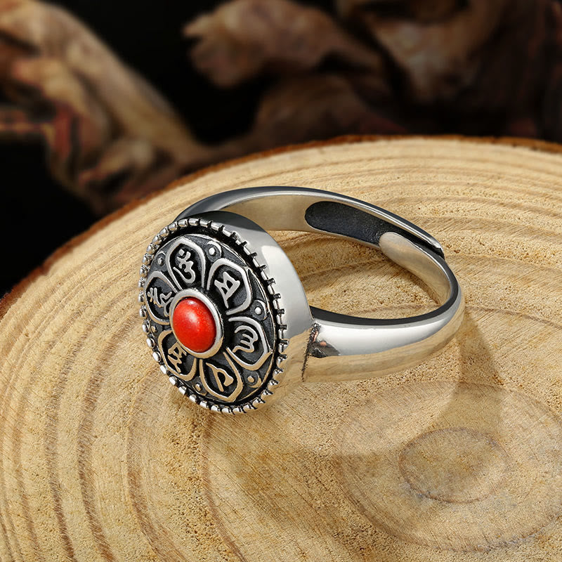 Bague réglable en cuivre Om Mani Padme Hum Paix spirituelle