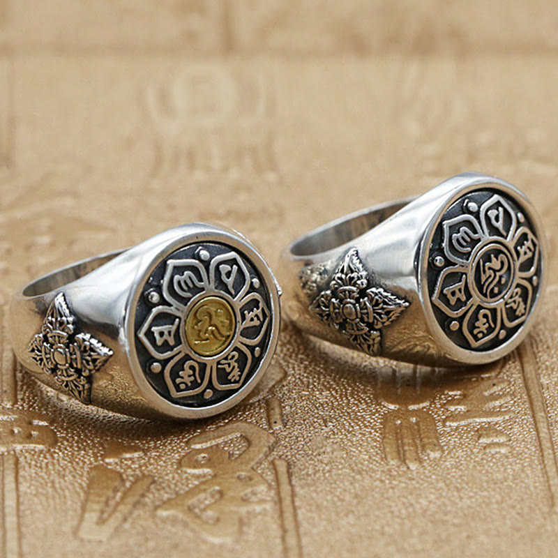 Bague rotative réglable en cuivre Om Mani Padme Hum