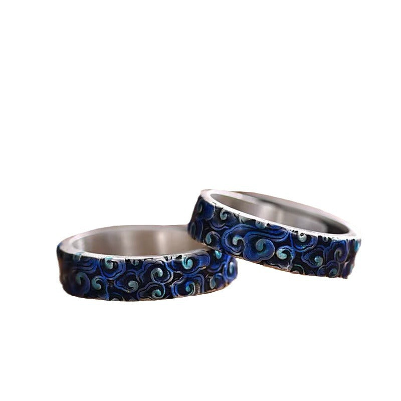 Bague spirituelle réglable en cuivre avec motif de nuages ​​de bon augure