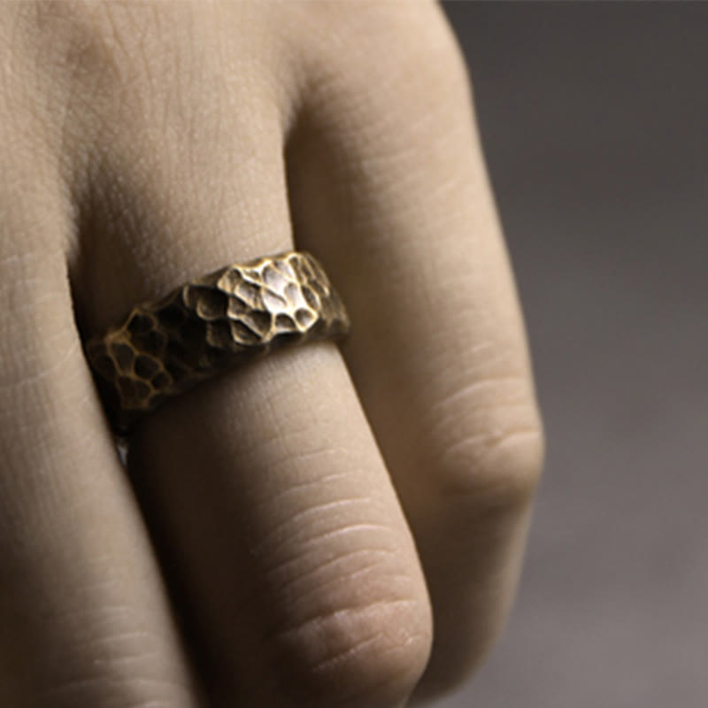 Bague porte-bonheur tibétaine réglable en cuivre pour une énergie positive