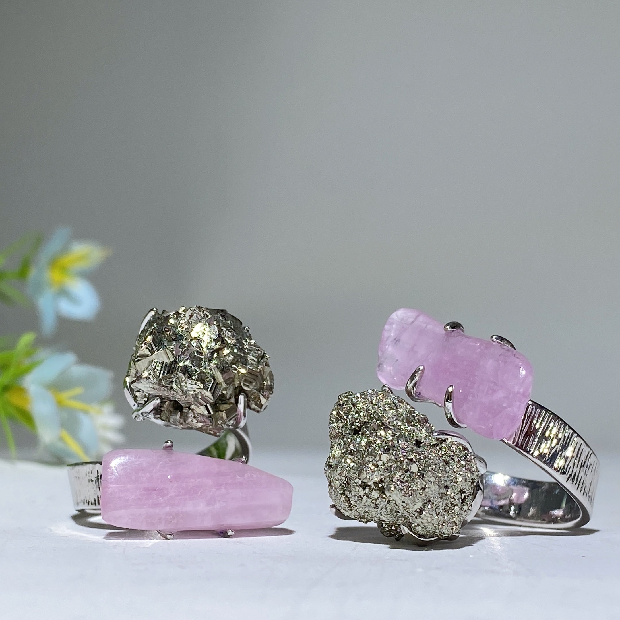 Adjustable Double Raw Crystal Stone Spiritual Ring Healing Energy