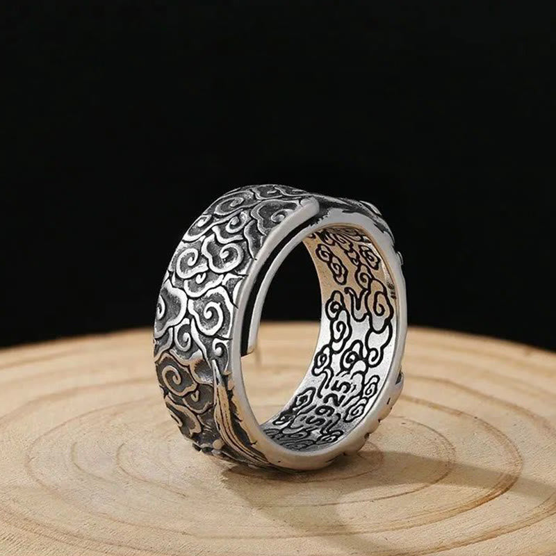 Bague de richesse réglable Guan Gong Nuages ​​de bon augure en cuivre
