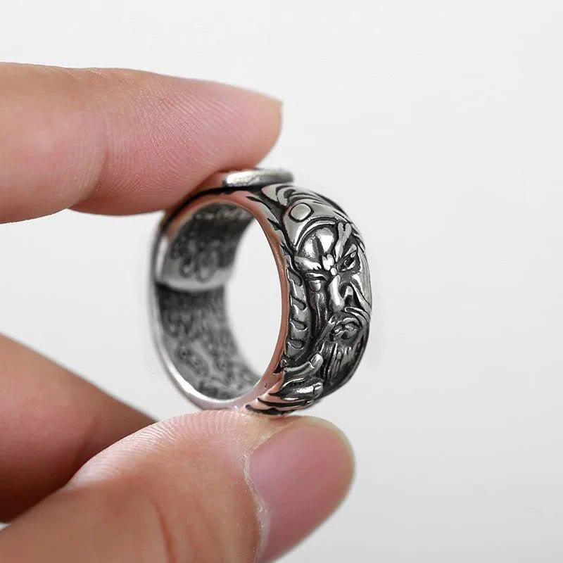 Bague de richesse réglable Guan Gong Nuages ​​de bon augure en cuivre