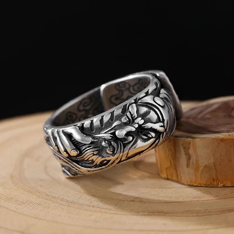 Bague de richesse réglable Guan Gong Nuages ​​de bon augure en cuivre