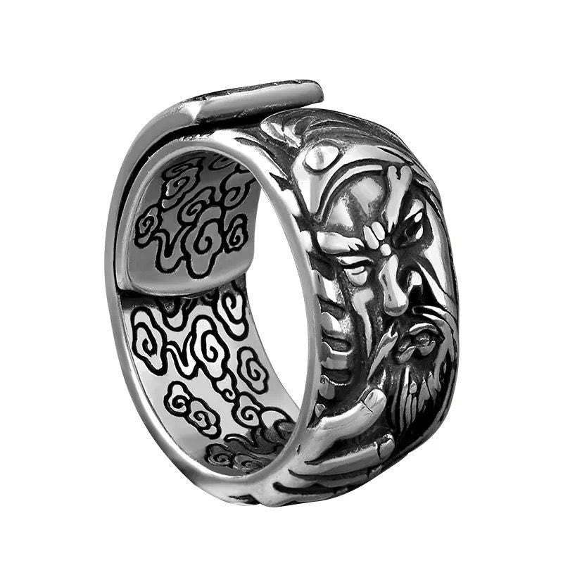 Bague de richesse réglable Guan Gong Nuages ​​de bon augure en cuivre