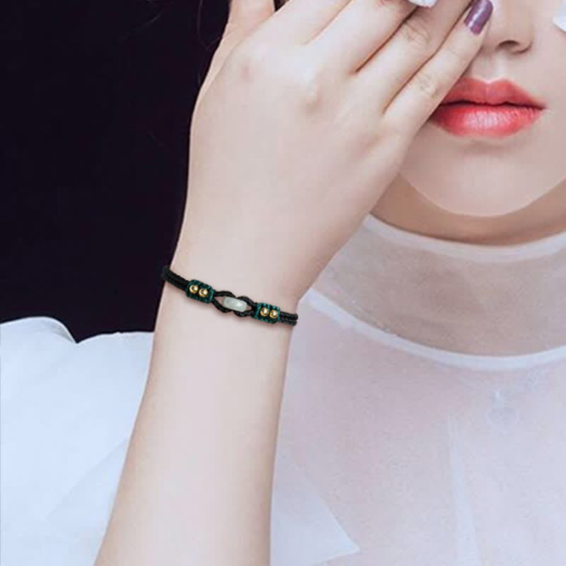 Bracelet en jade réglable avec boucle de paix pour l'abondance