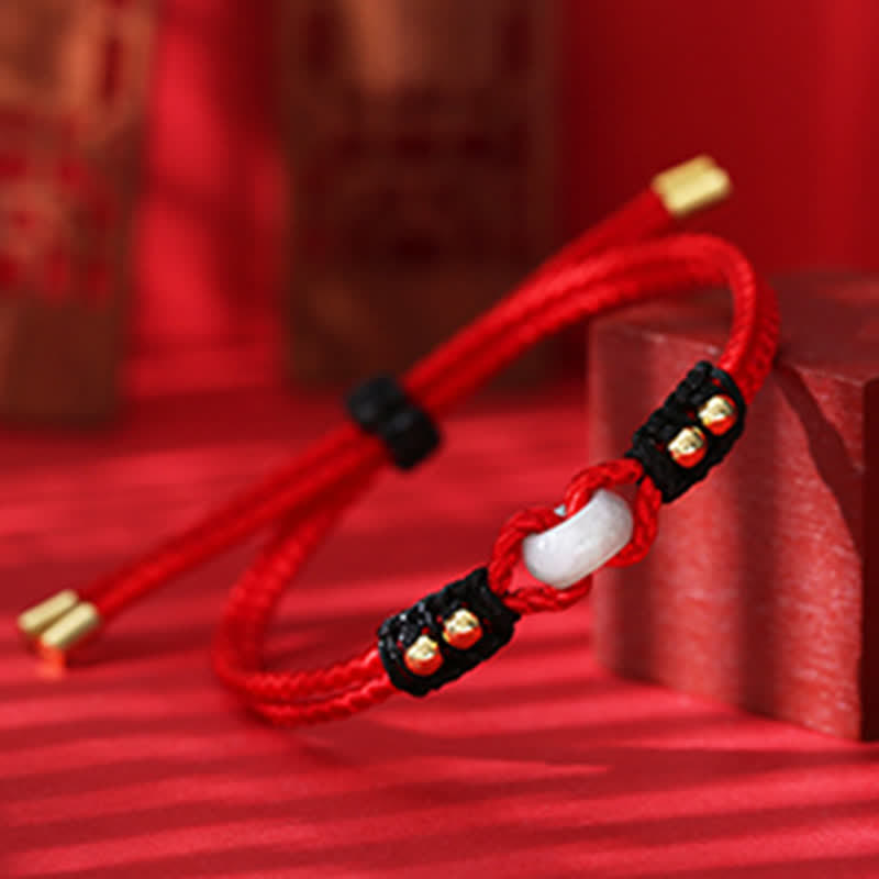 Bracelet en jade réglable avec boucle de paix pour l'abondance