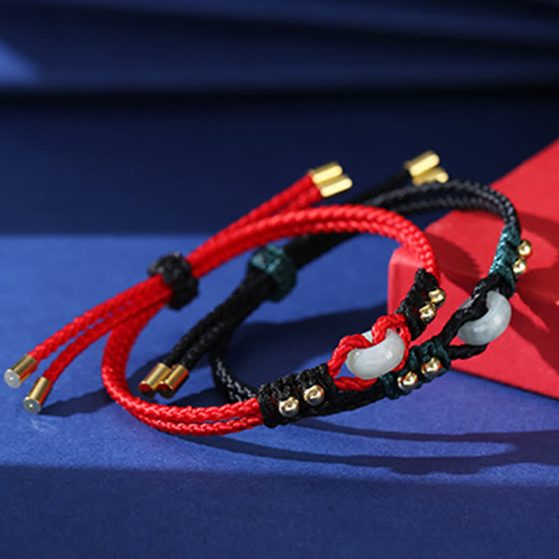 Bracelet en jade réglable avec boucle de paix pour l'abondance