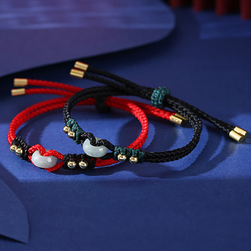 Bracelet en jade réglable avec boucle de paix pour l'abondance