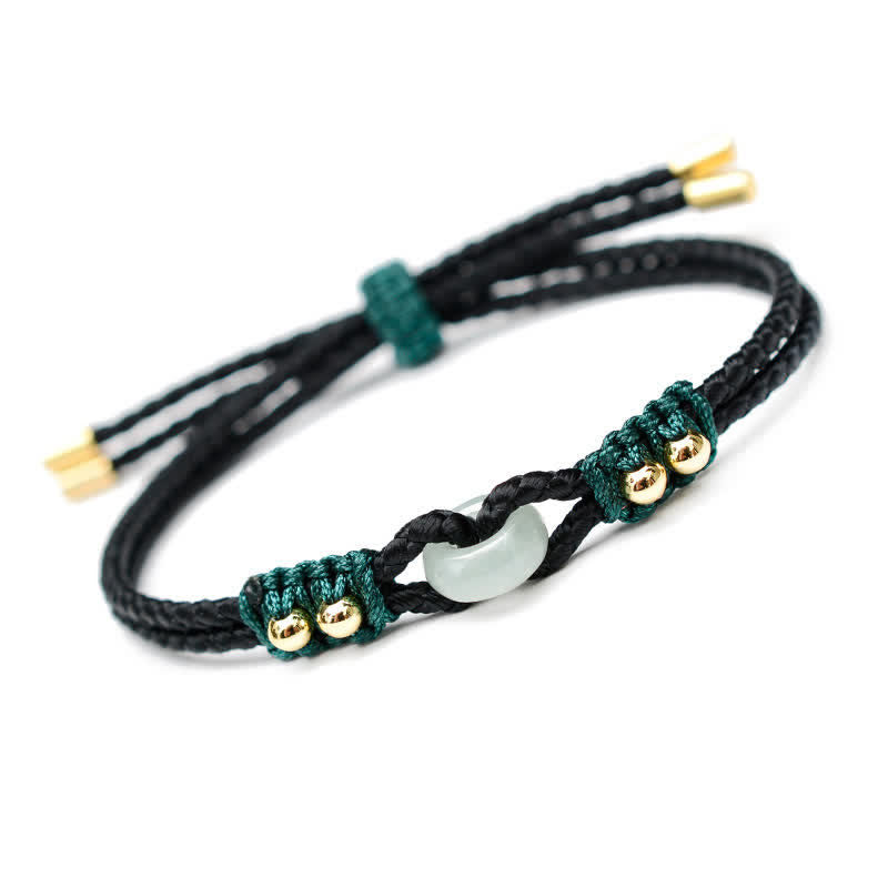 Bracelet en jade réglable avec boucle de paix pour l'abondance