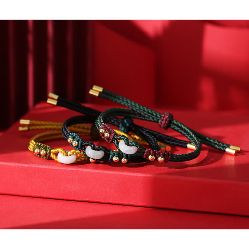 Bracelet en jade réglable avec boucle de paix pour l'abondance
