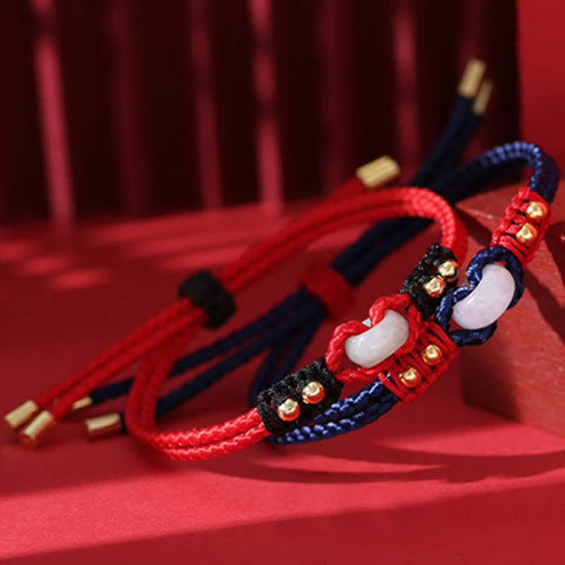 Bracelet en jade réglable avec boucle de paix pour l'abondance