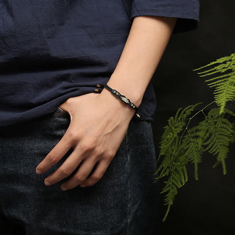Bracelet en jade réglable avec boucle de paix pour l'abondance