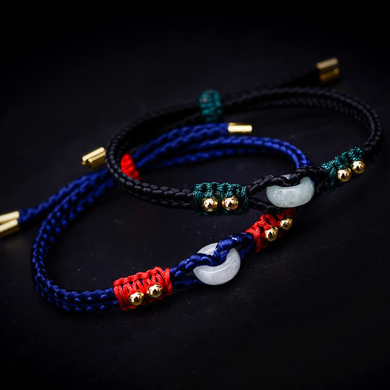 Bracelet en jade réglable avec boucle de paix pour l'abondance