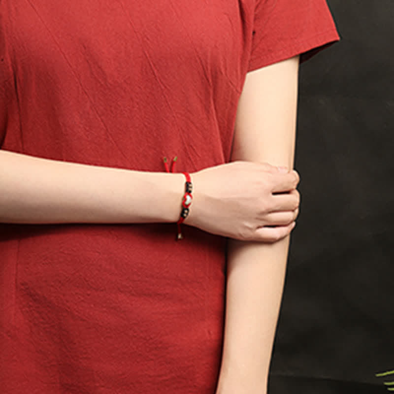 Bracelet en jade réglable avec boucle de paix pour l'abondance