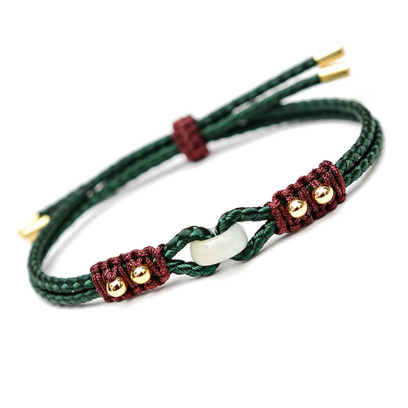 Bracelet en jade réglable avec boucle de paix pour l'abondance