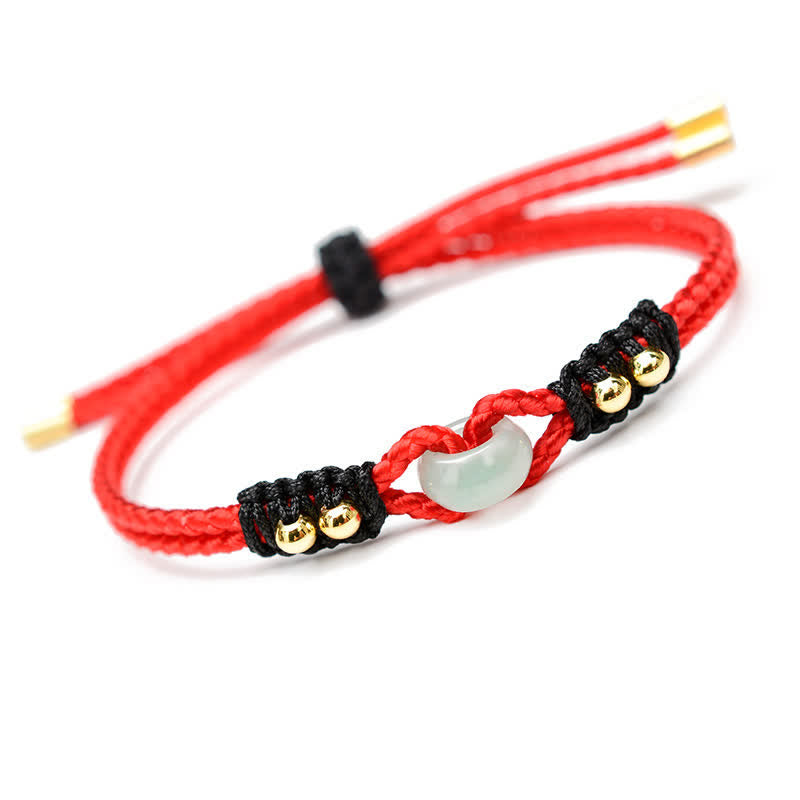 Bracelet en jade réglable avec boucle de paix pour l'abondance