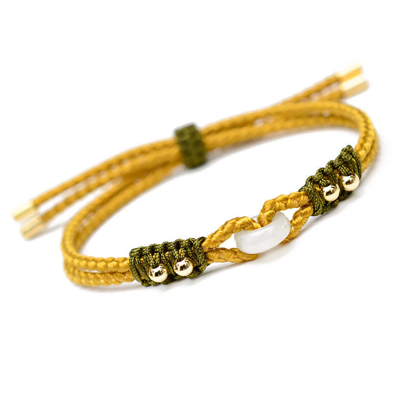 Bracelet en jade réglable avec boucle de paix pour l'abondance
