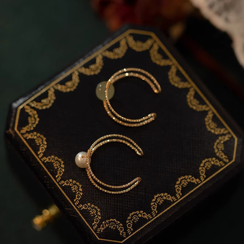 Bague porte-bonheur réglable en cuivre à double couche de perles de jade et de perles