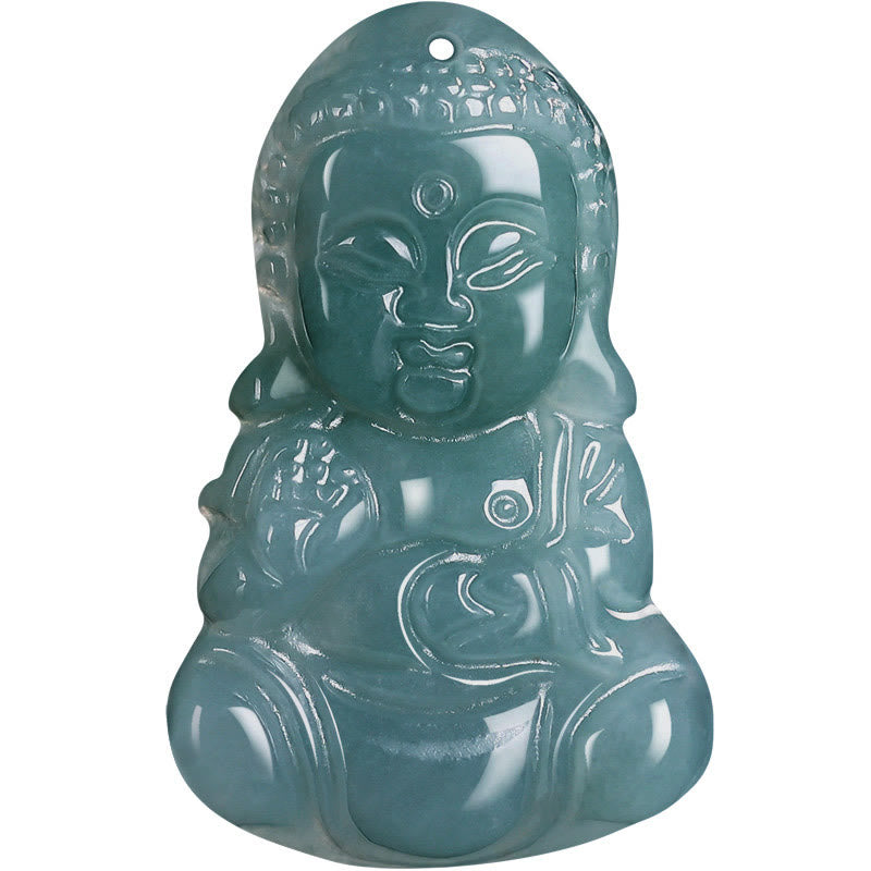 Collier pendentif Bouddha de la prospérité en jade réglable 60 cm