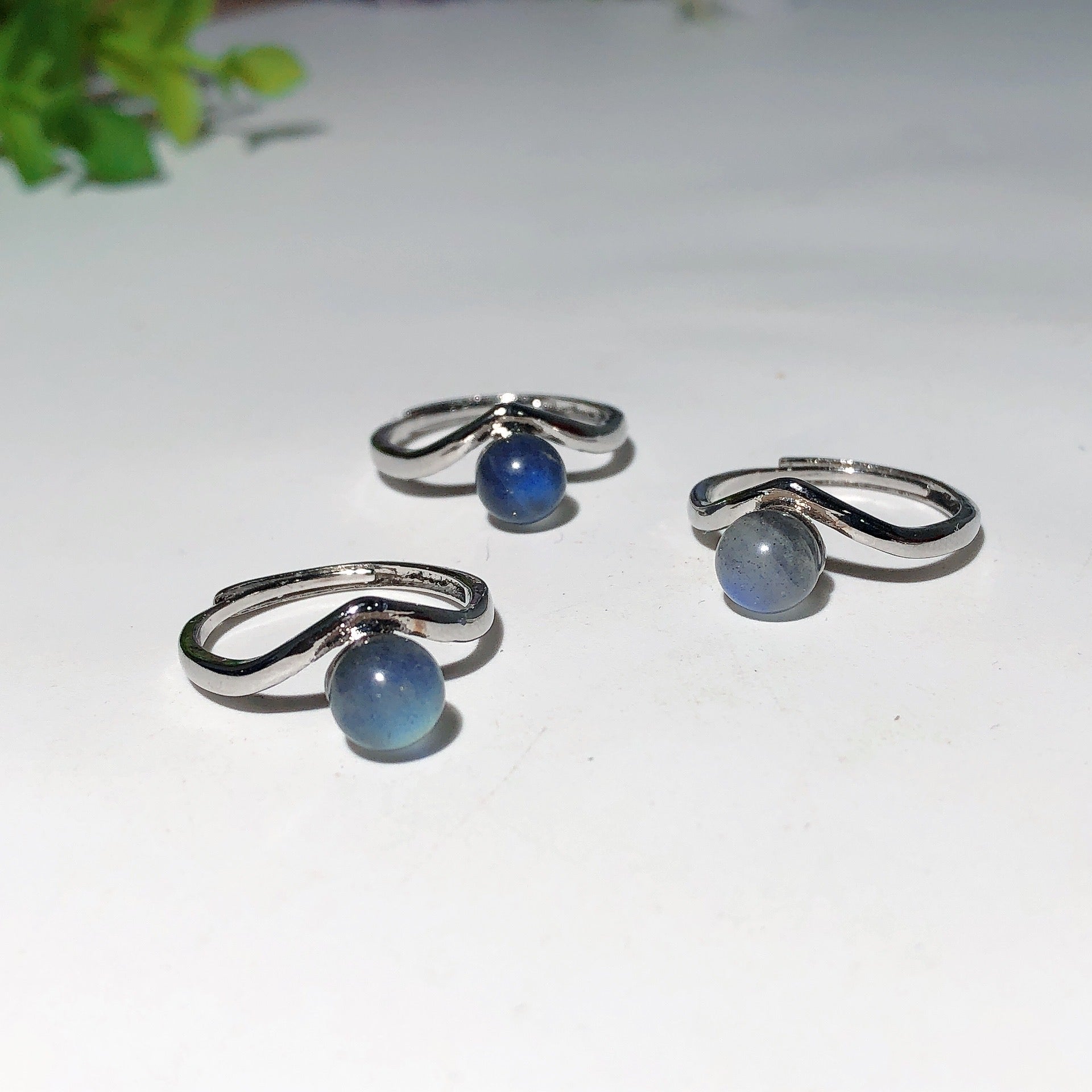 Adjustable Labradorite Moon & Butterfly Healing Ring