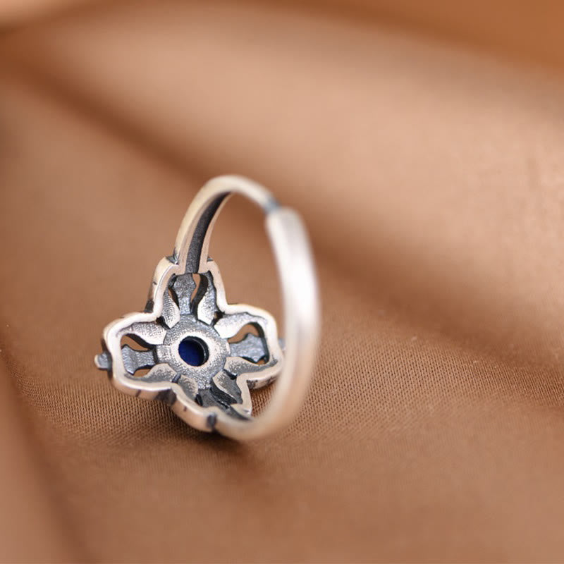 Bague ajustable en lazurite en argent sterling 925 pour la positivité