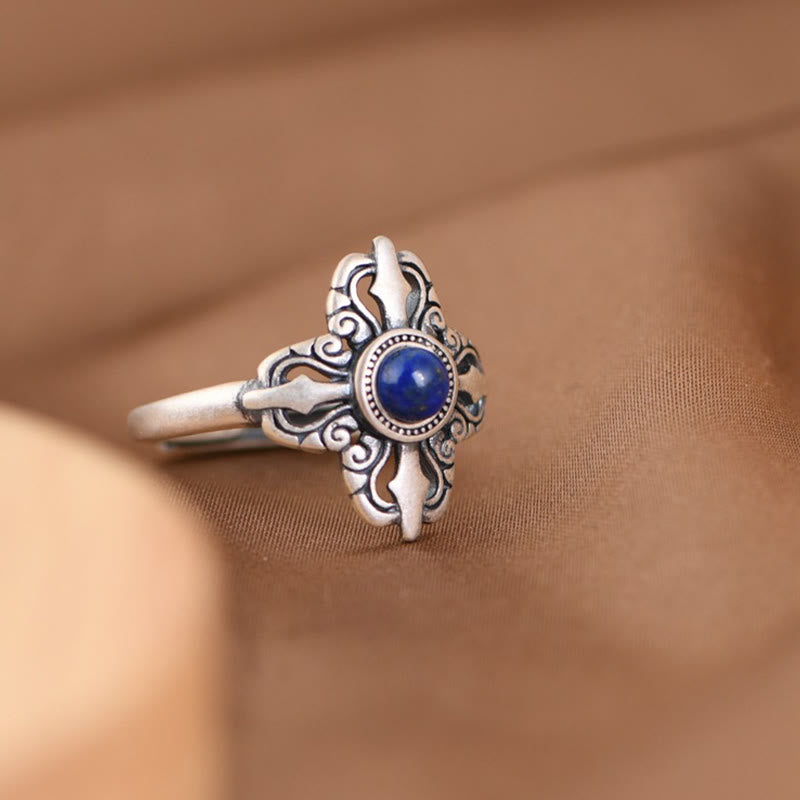 Bague ajustable en lazurite en argent sterling 925 pour la positivité