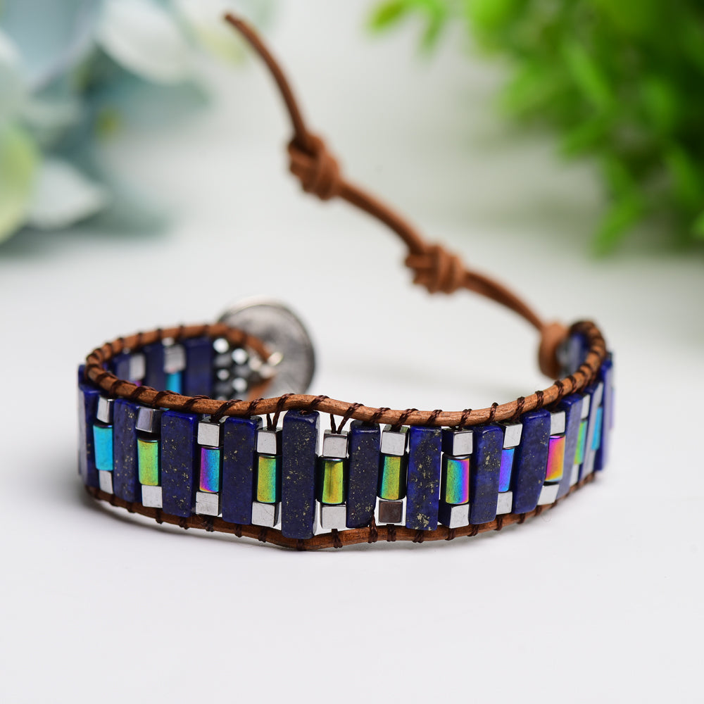 Adjustable Leather Wrap Chakra Healing Bracelet Natural Stone