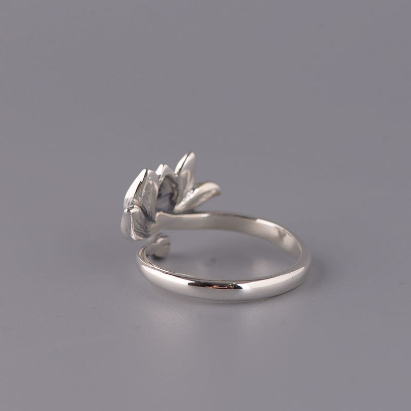 Bague Lotus ajustable en argent sterling 925 pour un nouveau départ