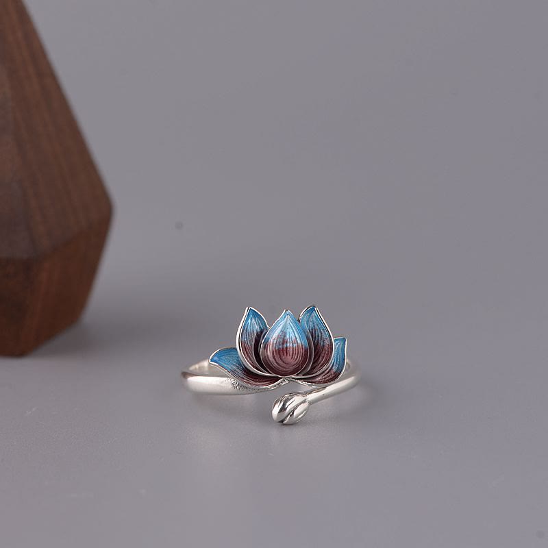 Bague Lotus ajustable en argent sterling 925 pour un nouveau départ