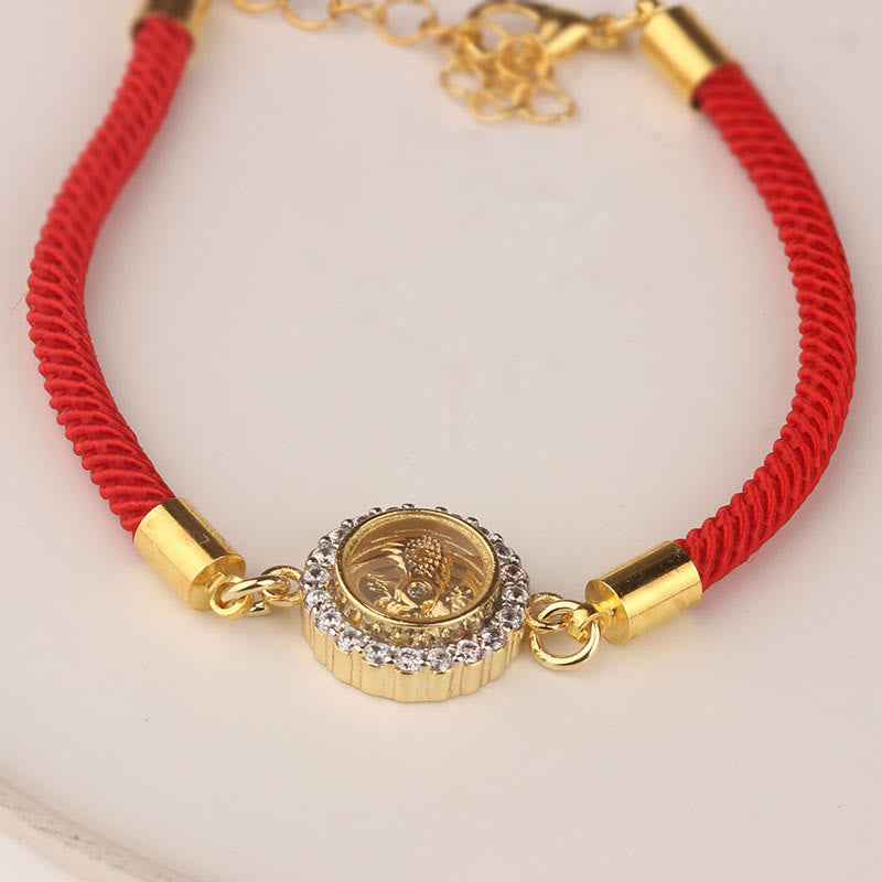 Bracelet de protection réglable en cuivre avec cordon rouge et moulin à vent