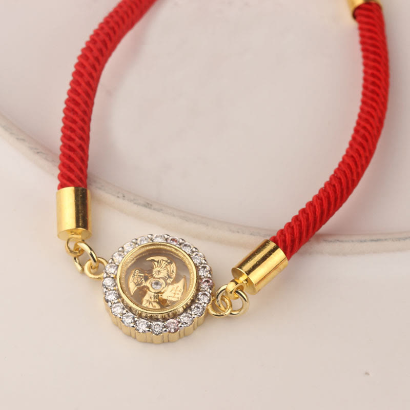 Bracelet de protection réglable en cuivre avec cordon rouge et moulin à vent