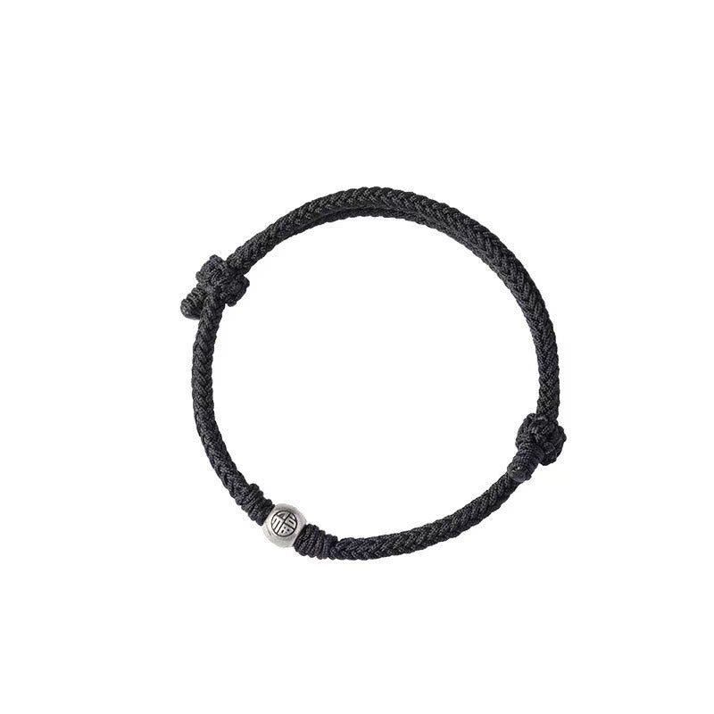 Bracelet réglable en perles Fu rouges | Argent sterling 925